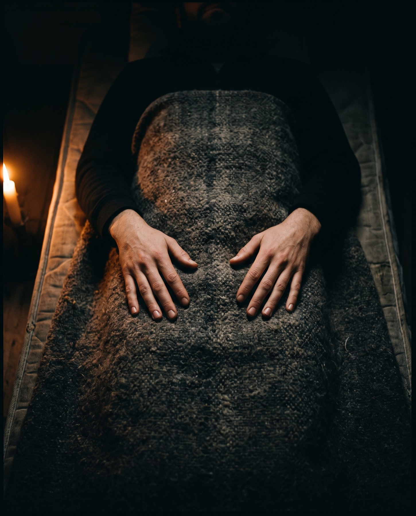 Deux mains posées sur la poitrine pendant une séance de souffle